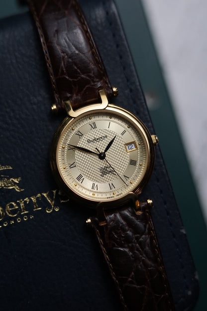 RARE Burberry Classic Guilloche T-lugs Gold swiss made variation