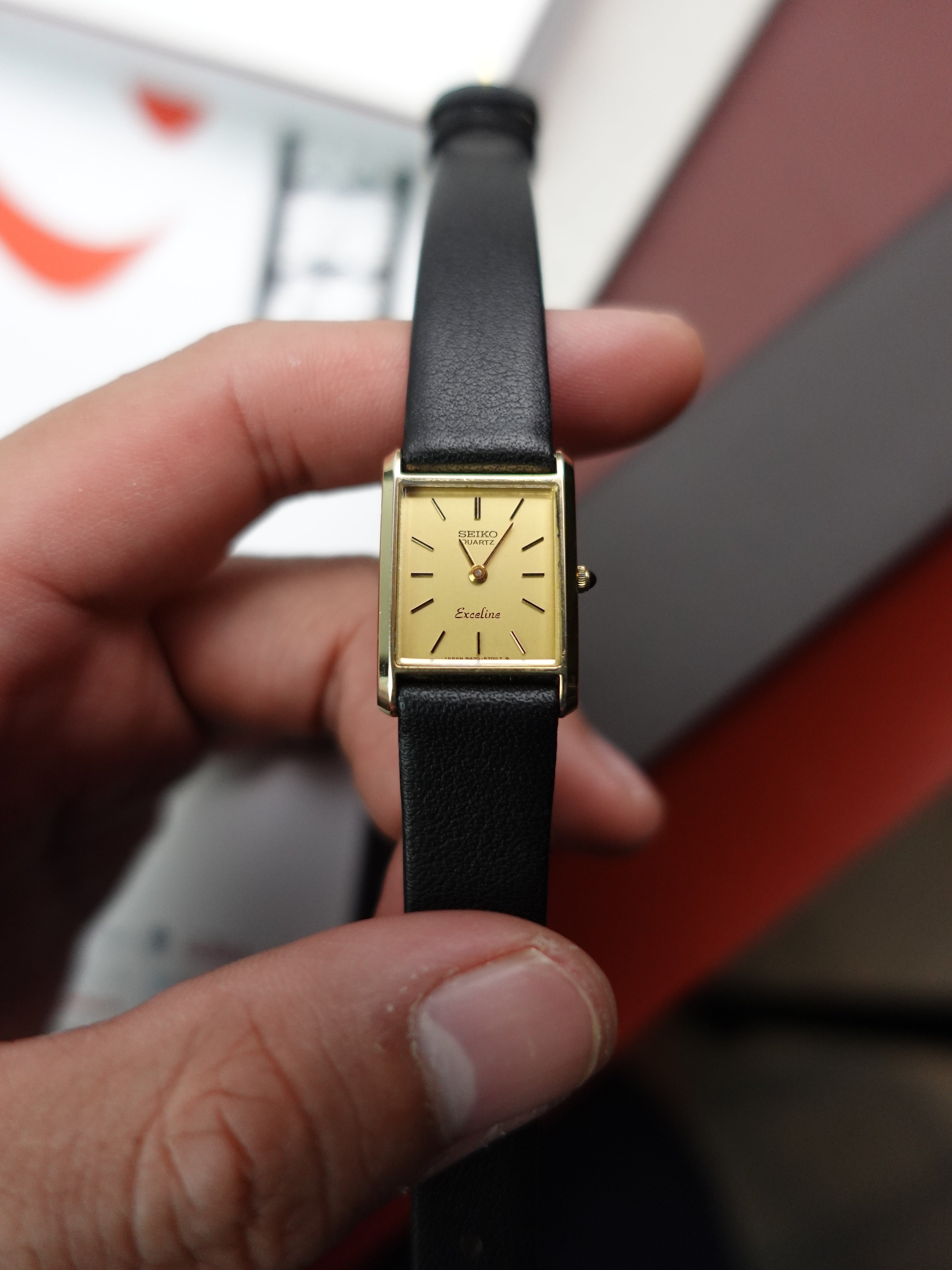 Ladies' Seiko Exceline tank 8420-5540 SGP30 plated with original