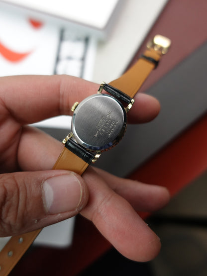 Seiko Socie Art-Deco "ribbon" Bezel sunburst blue dial Manual winding