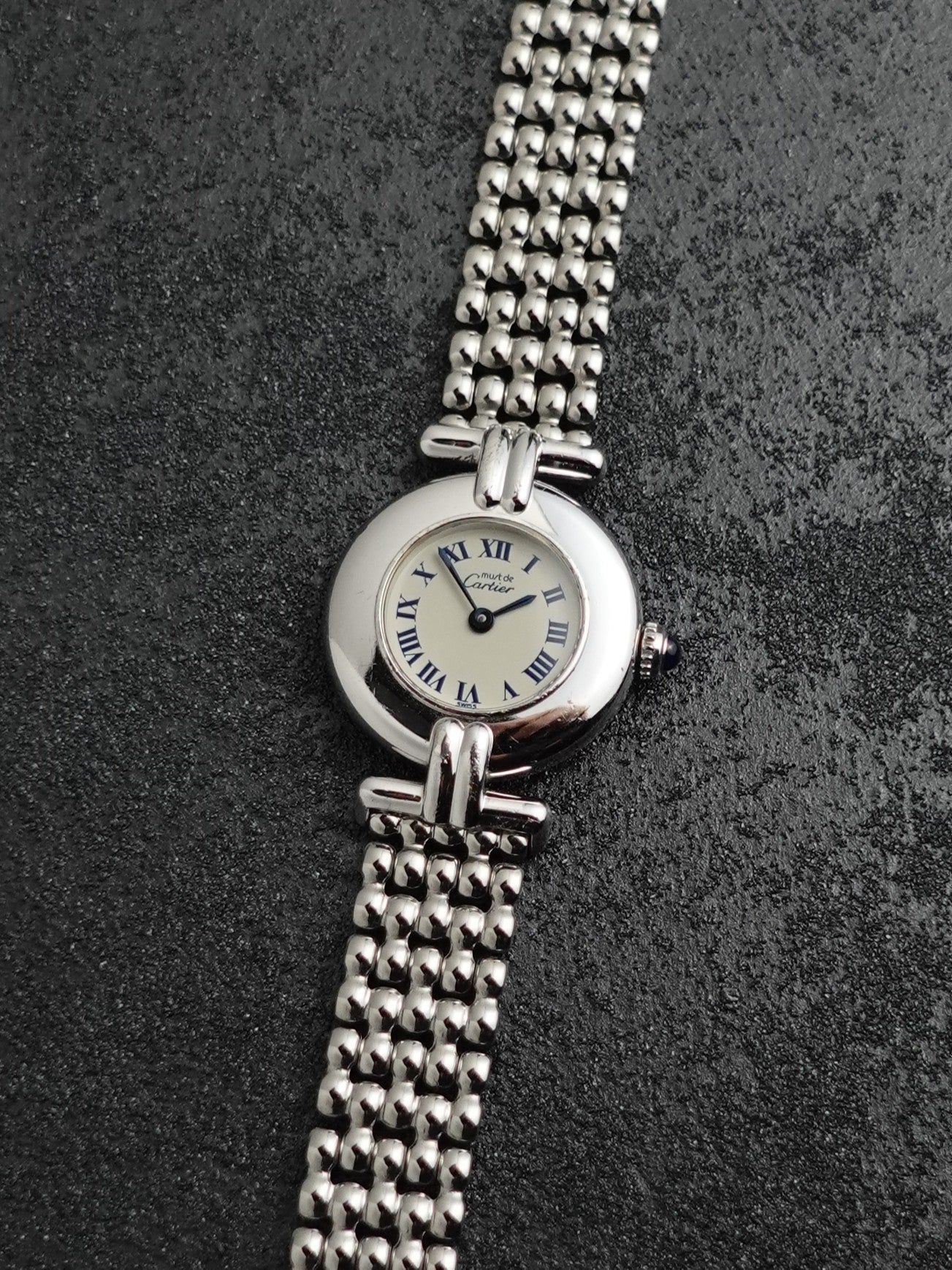 Cartier Colisee " Silver Chrome" Quartz Circa. 1980s with Box