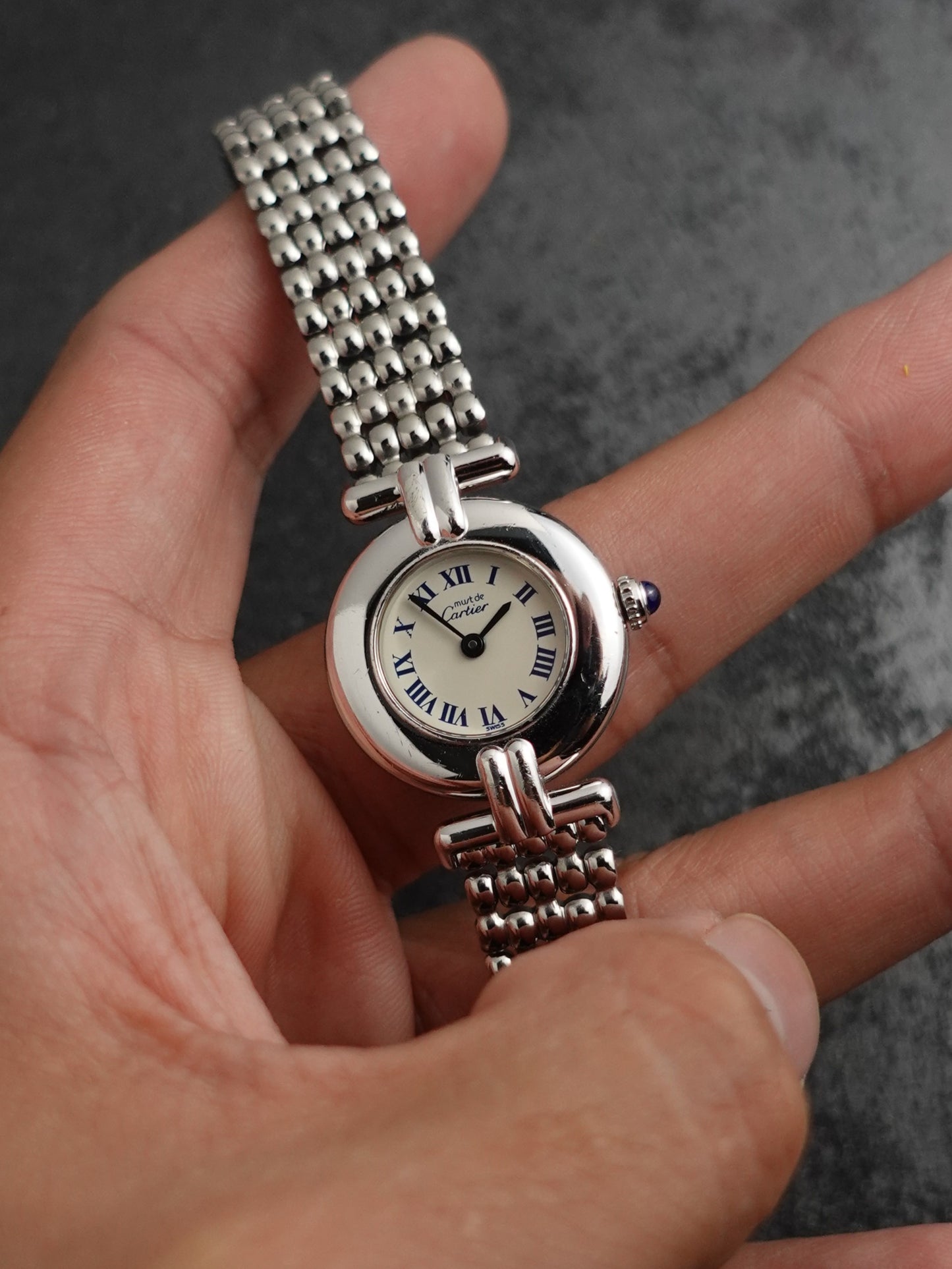 Cartier Colisee " Silver Chrome" Quartz Circa. 1980s with Box