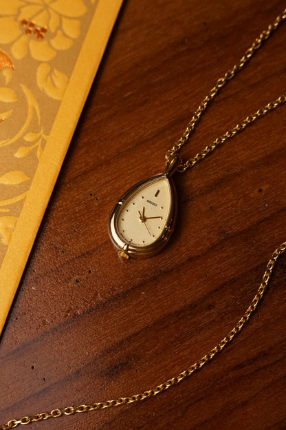 Seiko Pendent Necklace Watch "Teardrop" 1F21-5A10 Circa.1987 Quartz