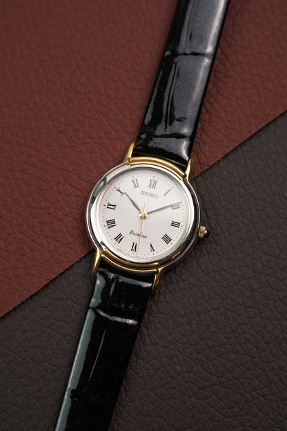 Seiko Exceline 2-tone art deco case 1f21-1b40 Circa.1990