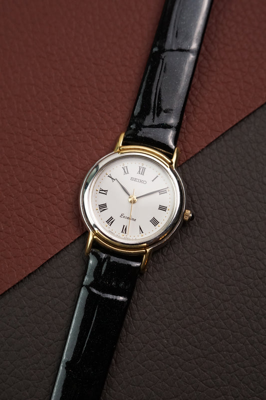 Seiko Exceline 2-tone art deco case 1f21-1b40 Circa.1990