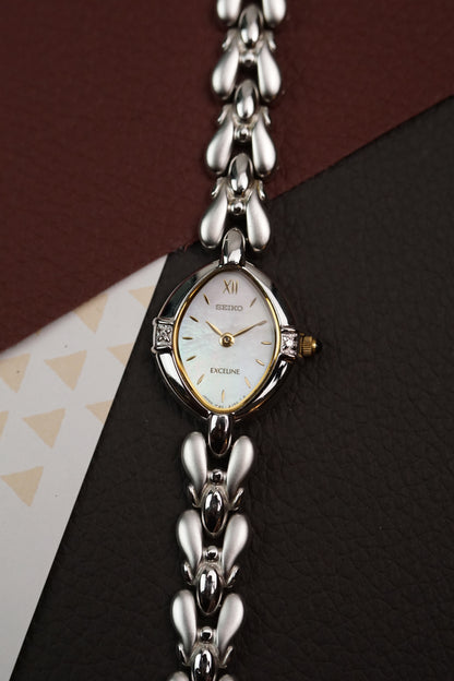 Seiko Exceline Mother of Pearl dial Tear-drop Bracelet 1F20-2J50