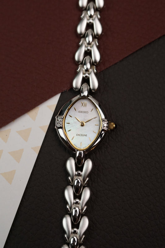 Seiko Exceline Mother of Pearl dial Tear-drop Bracelet 1F20-2J50