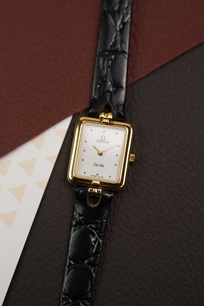 Ladies Omega De-ville Quartz Art-deco Rectangle Case Cal.