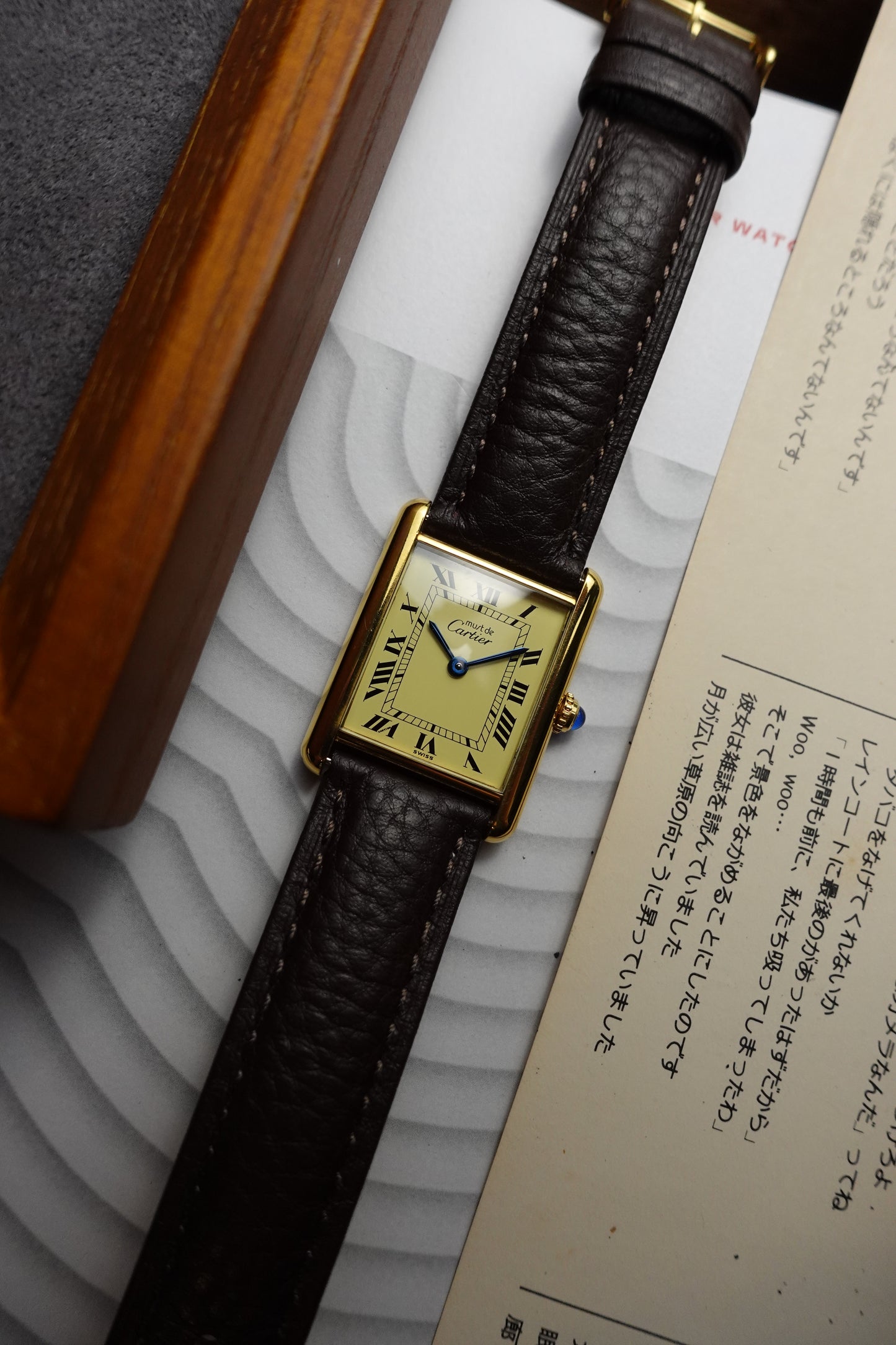 Cartier Tank LM quartz on dark brown strap ( box and watch)