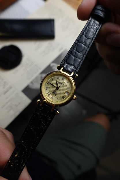 Rare Gold Guilloche Burberry ladies swiss made variation