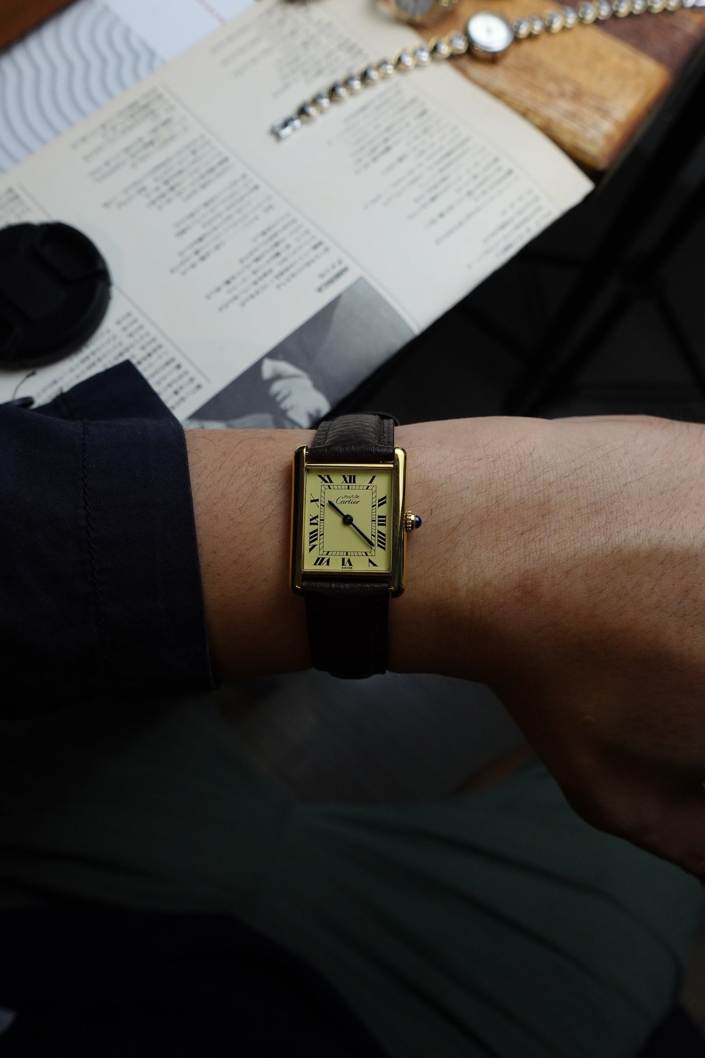 Cartier Tank LM quartz on dark brown strap ( box and watch)