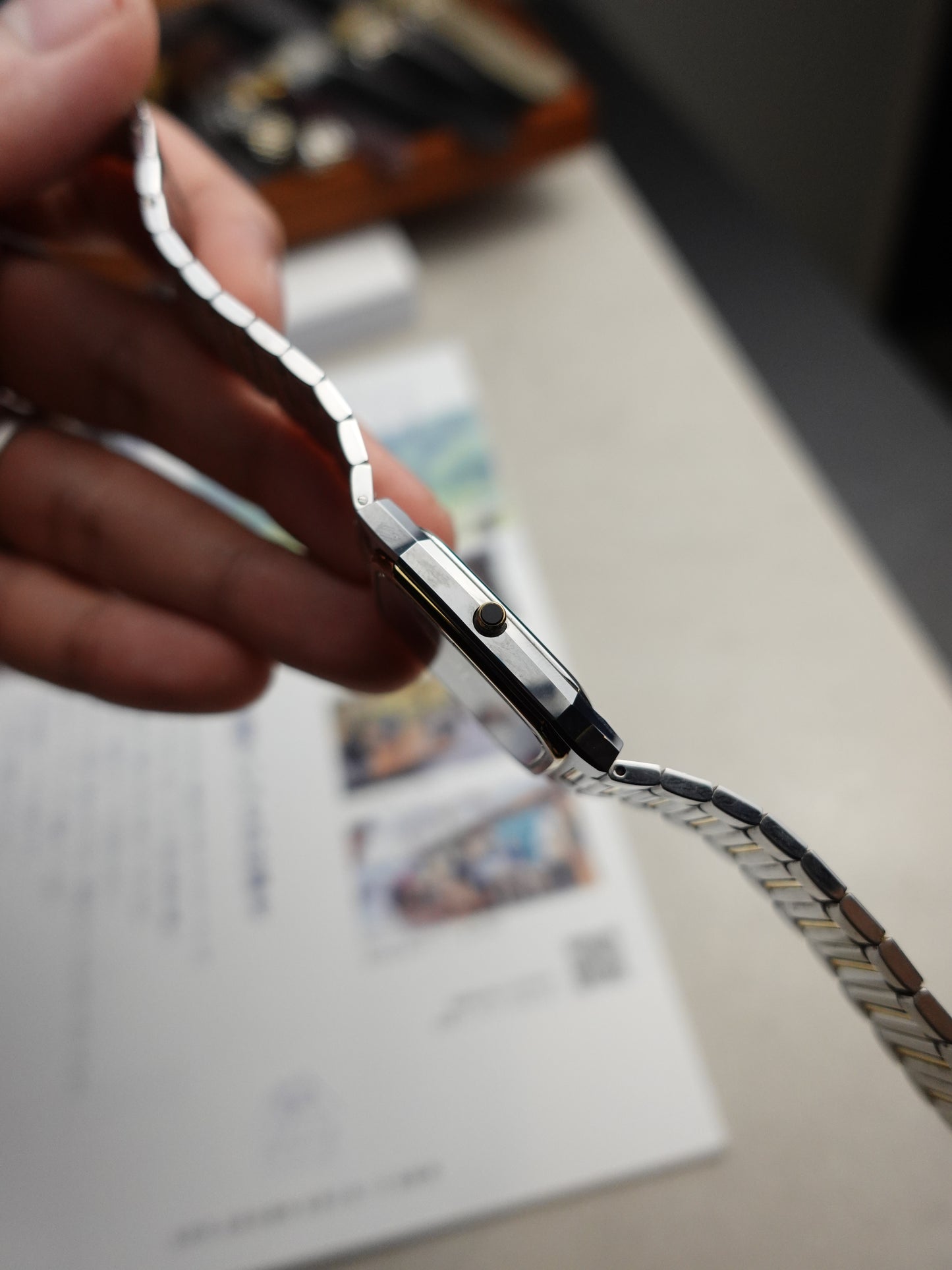 90s Seiko Dolce with highly unique reflective blue checkered dial