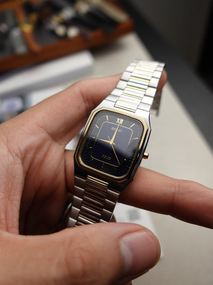 90s Seiko Dolce with highly unique reflective blue checkered dial