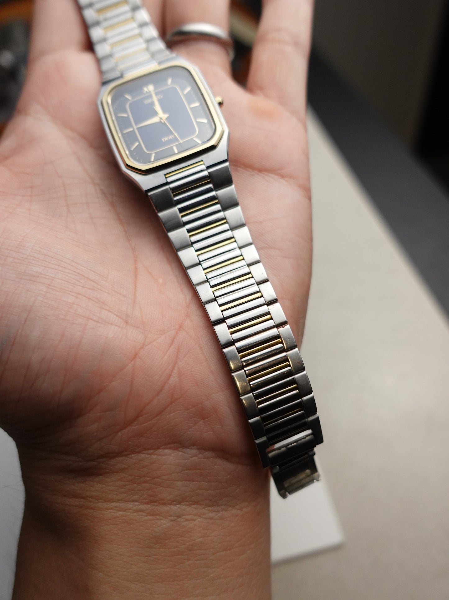 90s Seiko Dolce with highly unique reflective blue checkered dial