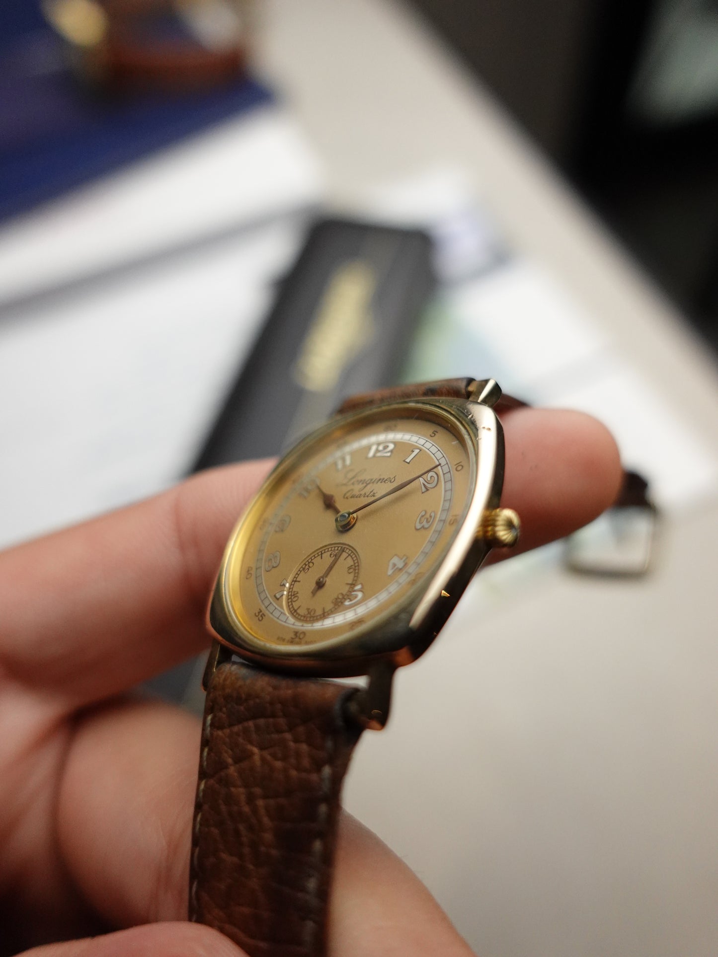 1983 Longines 150th anniversary cushion case Quartz With original box