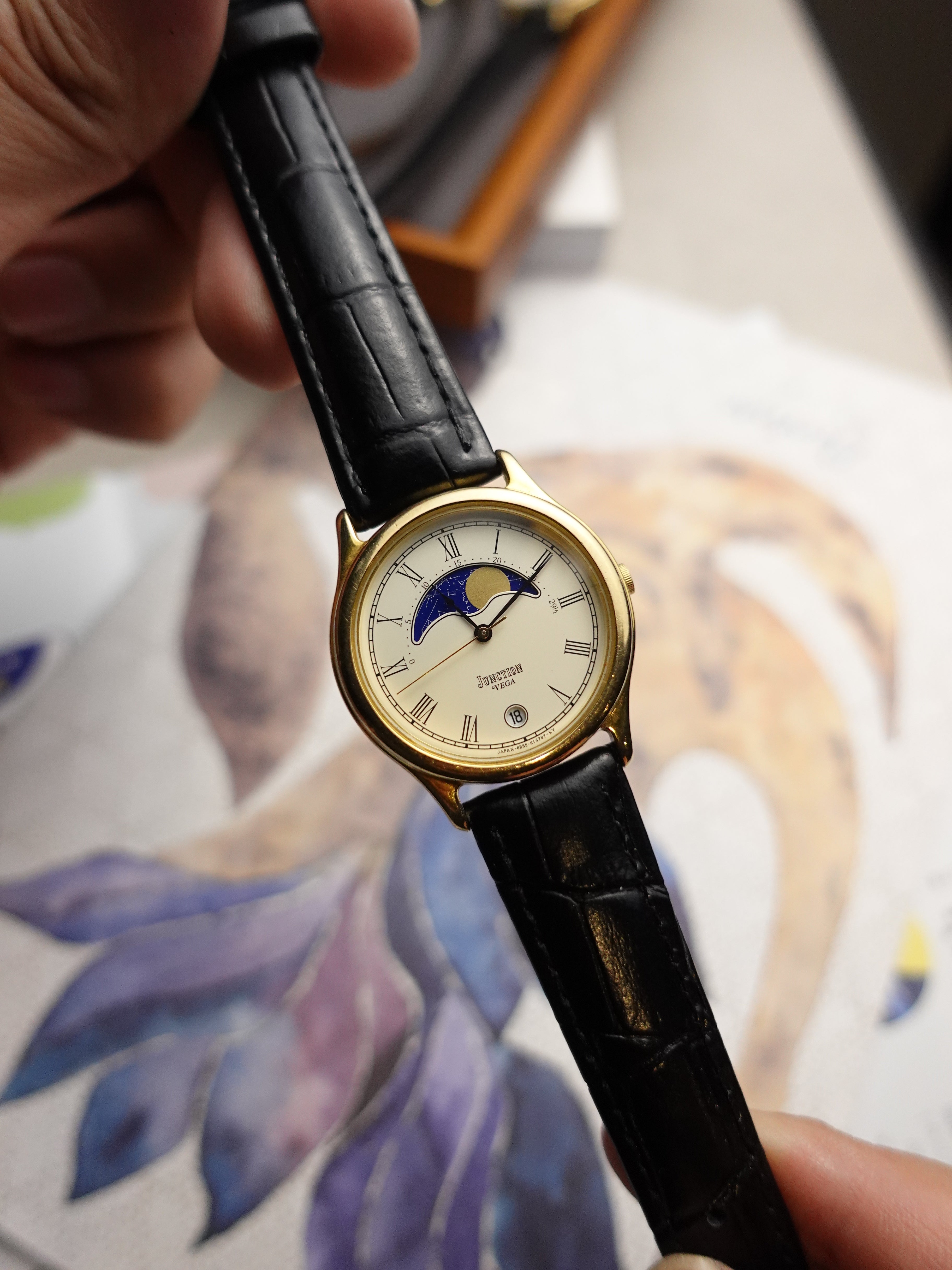 ダークブルー+金ローマ　シチズンVEGA junctionメンズ Citizen junction Vega Moonphase Roman numerals – My First Vintage
