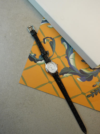 Seiko Exceline Art Deco Diamond Case with white pearly Mother of pearl dial