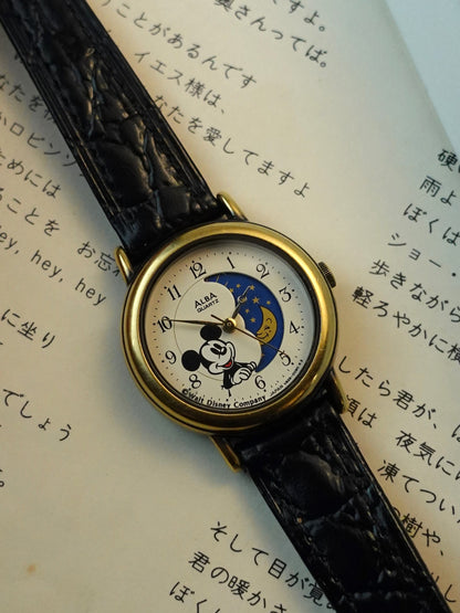 Seiko Alba Moon Phase Mickey Mouse quartz