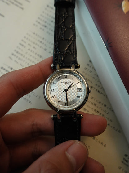 Men's Burberry Classic Guilloche T-lugs Silver swiss made variation