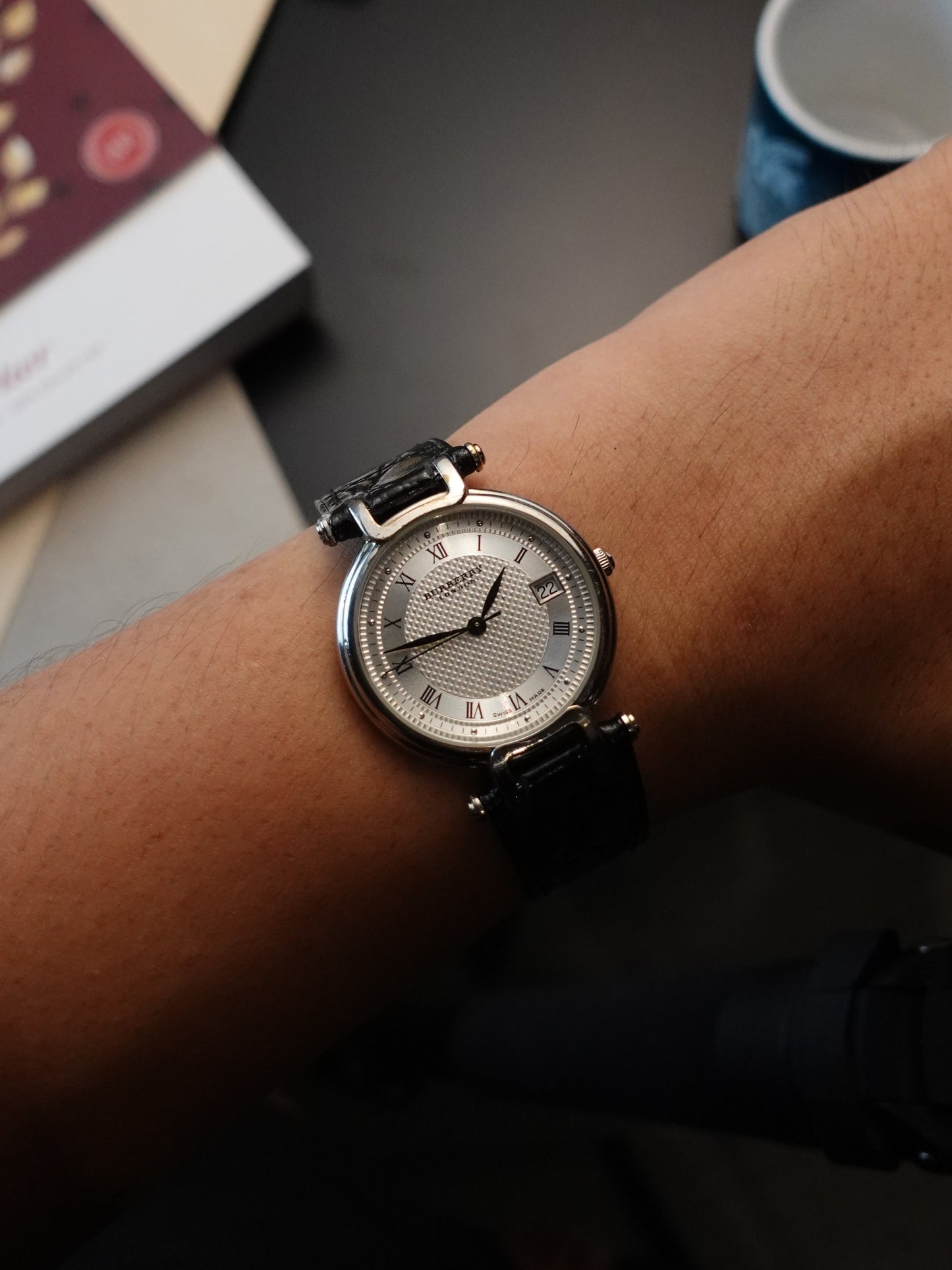 Men's Burberry Classic Guilloche T-lugs Silver swiss made variation