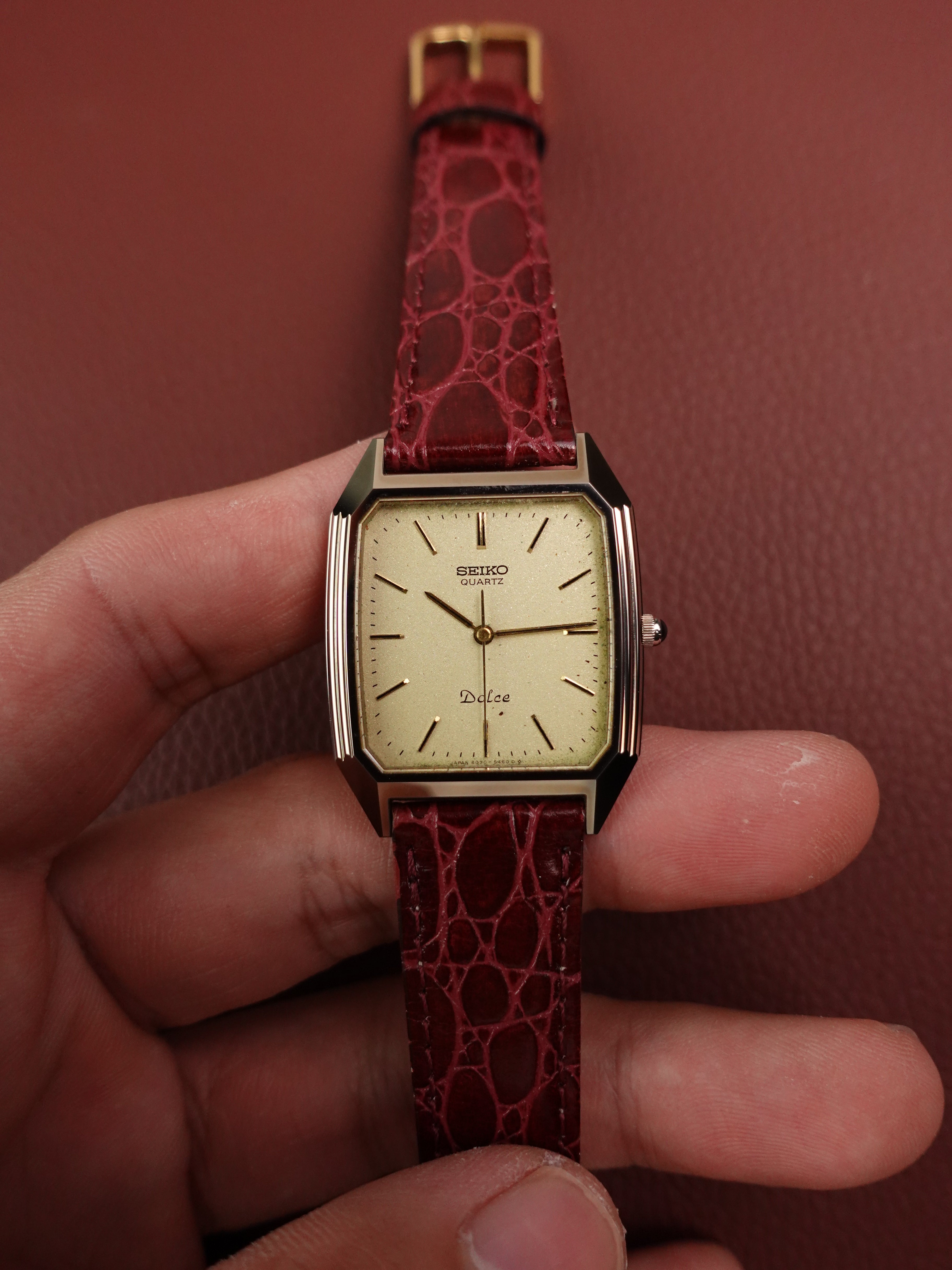 B420☆SEIKO DOLCE 腕時計 6030-5390 QZ スクエア 箱付 ジャンク 1983 