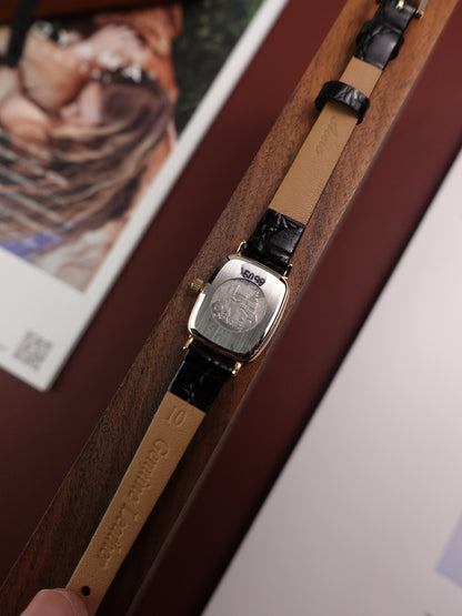 Ladies Omega 'Tonneau' Quartz with stamped zig-zag dial