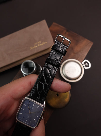 Seiko Quartz Tank with Texture Blue Dial Circa. 1989 (with original box and paper)