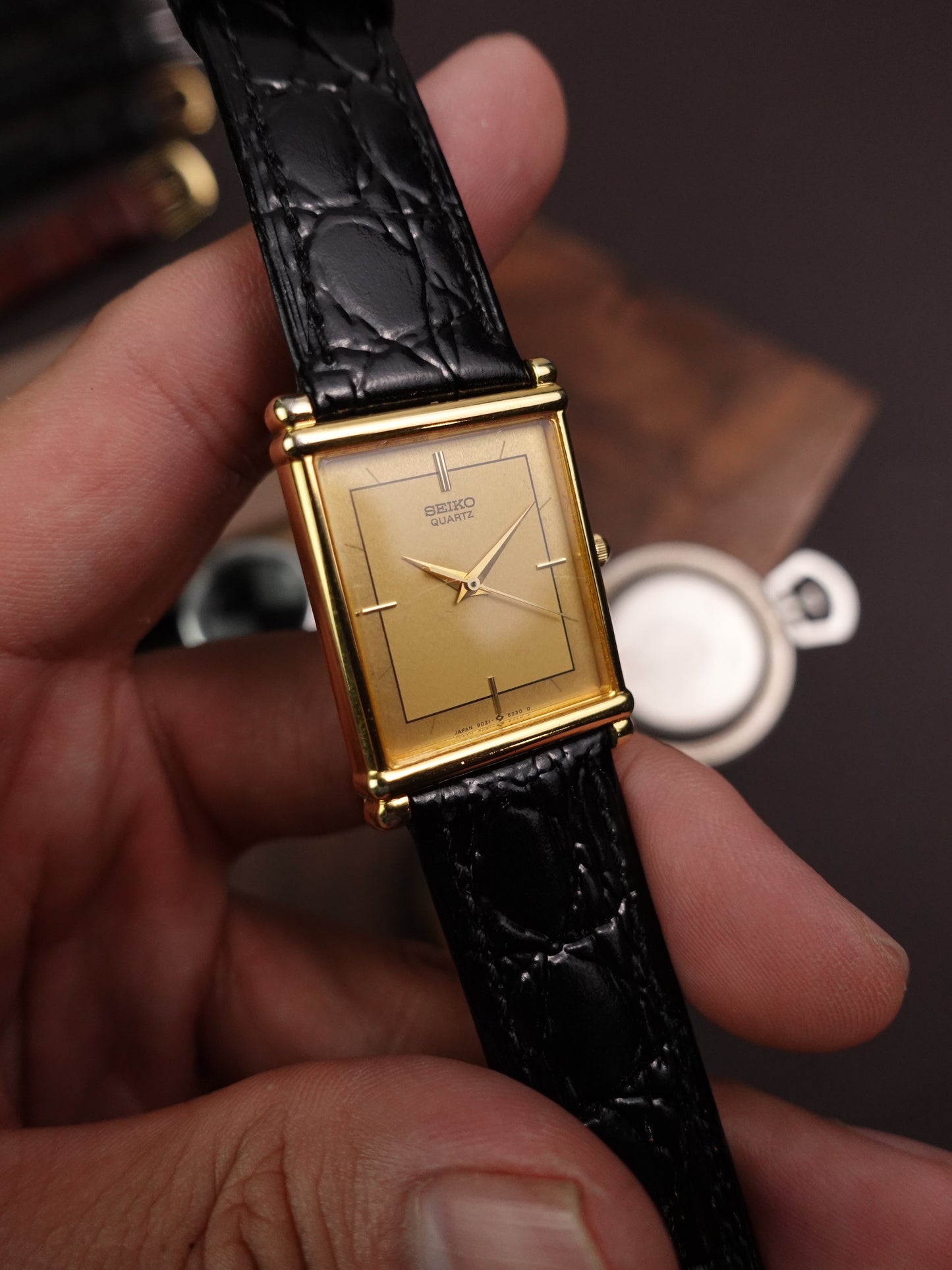 Seiko Quartz Art-Deco Case and Sector Dial 9021-5270 Circa. 1984