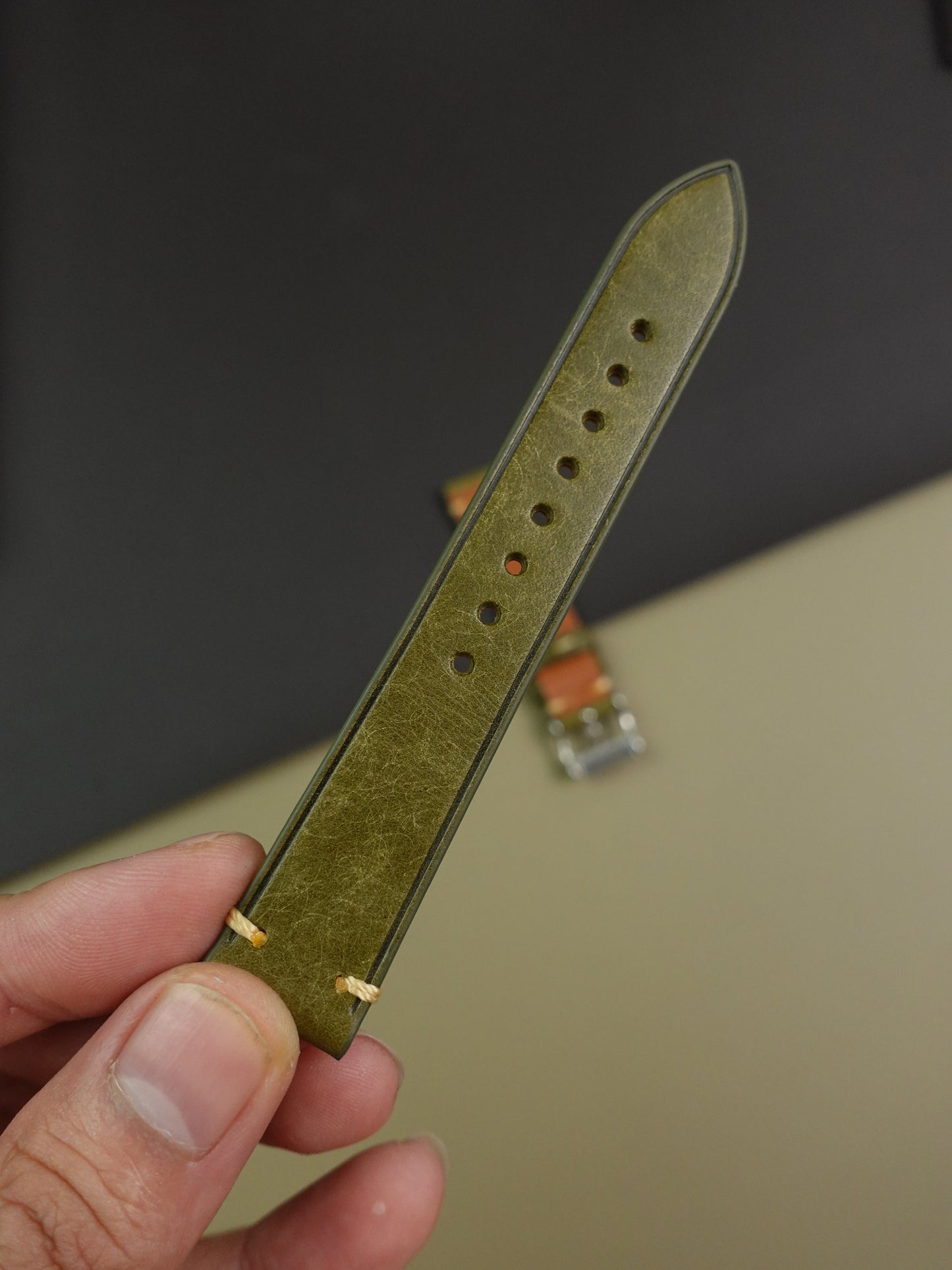 Buttero Leather Strap in Matcha Green