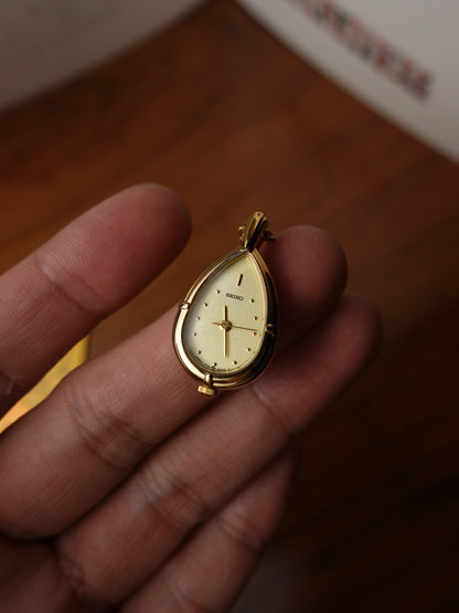 Seiko Pendent Necklace Watch "Teardrop" 1F21-5A10 Circa.1987 Quartz