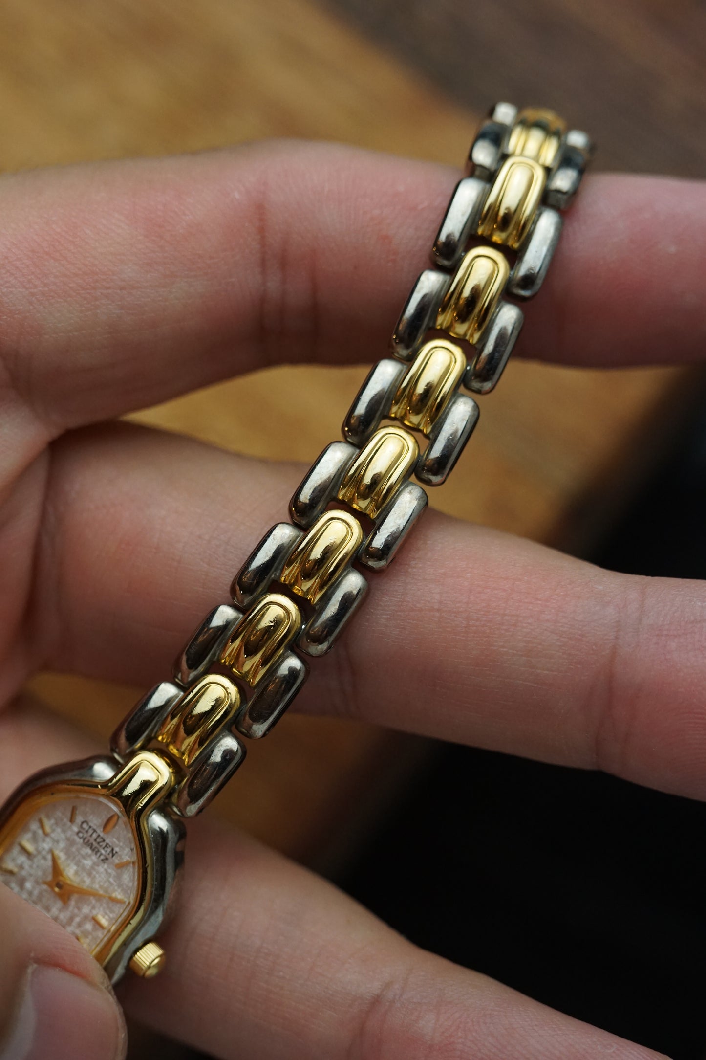 80s Citizen 2 tone bracelet with icyflake dial