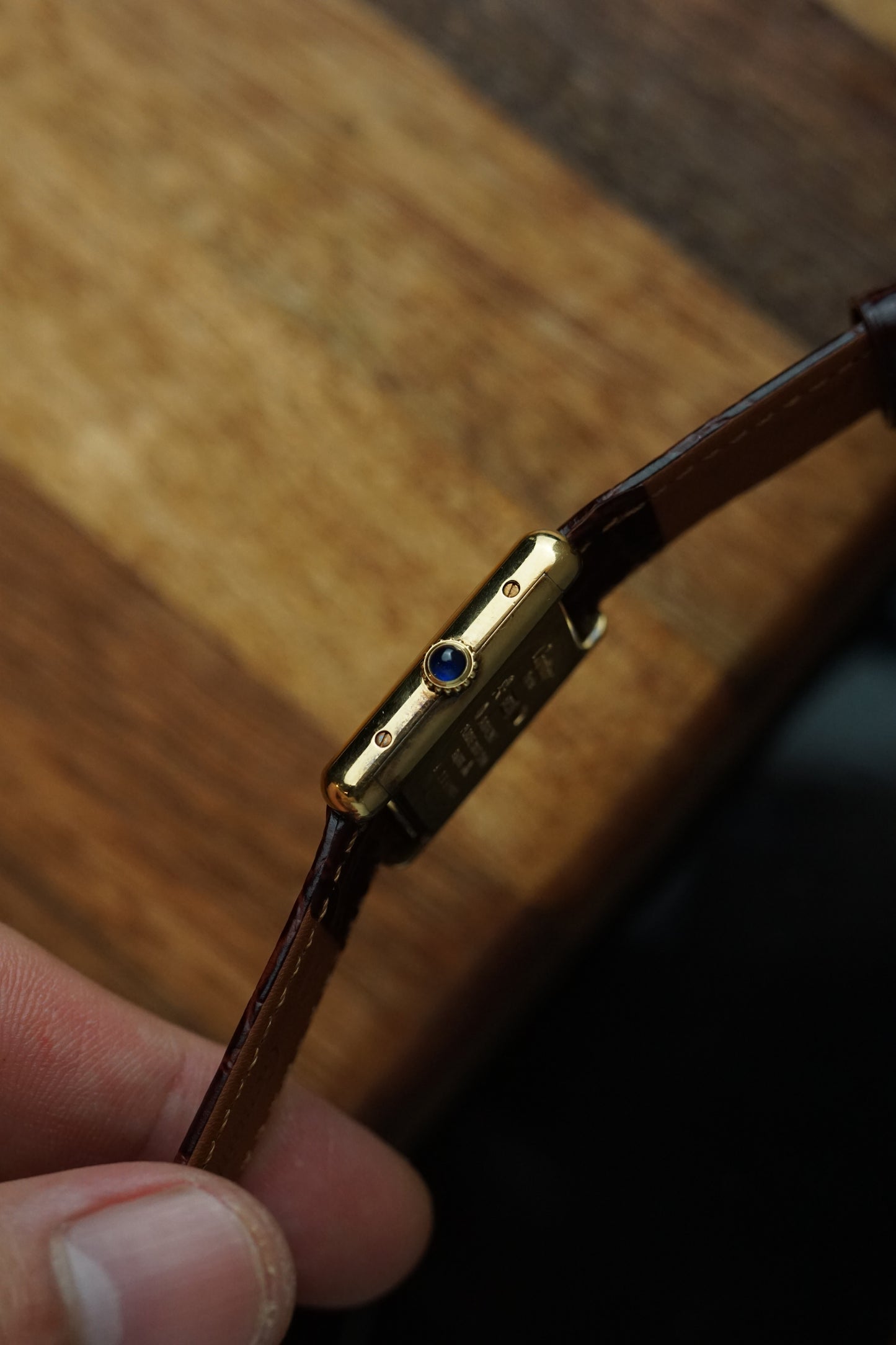 80s Must De Cartier Tank Maroon Lacquer Dial Manual winding SM