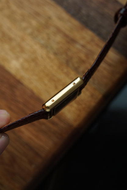 80s Must De Cartier Tank Maroon Lacquer Dial Manual winding SM