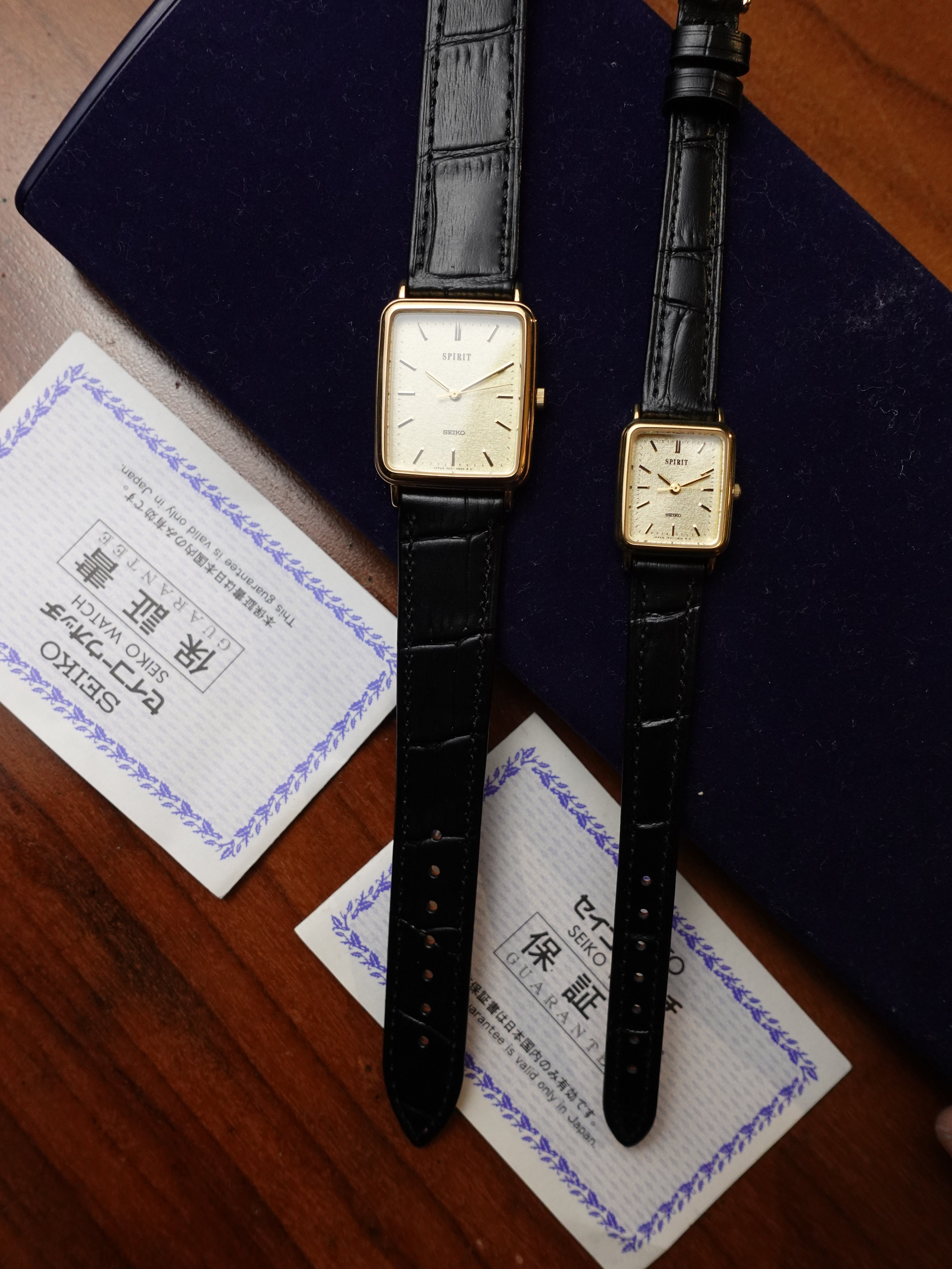 Seiko Spirit Tank Couple set 5E21-5B50 1F21-5B30 Circa.1997 Full