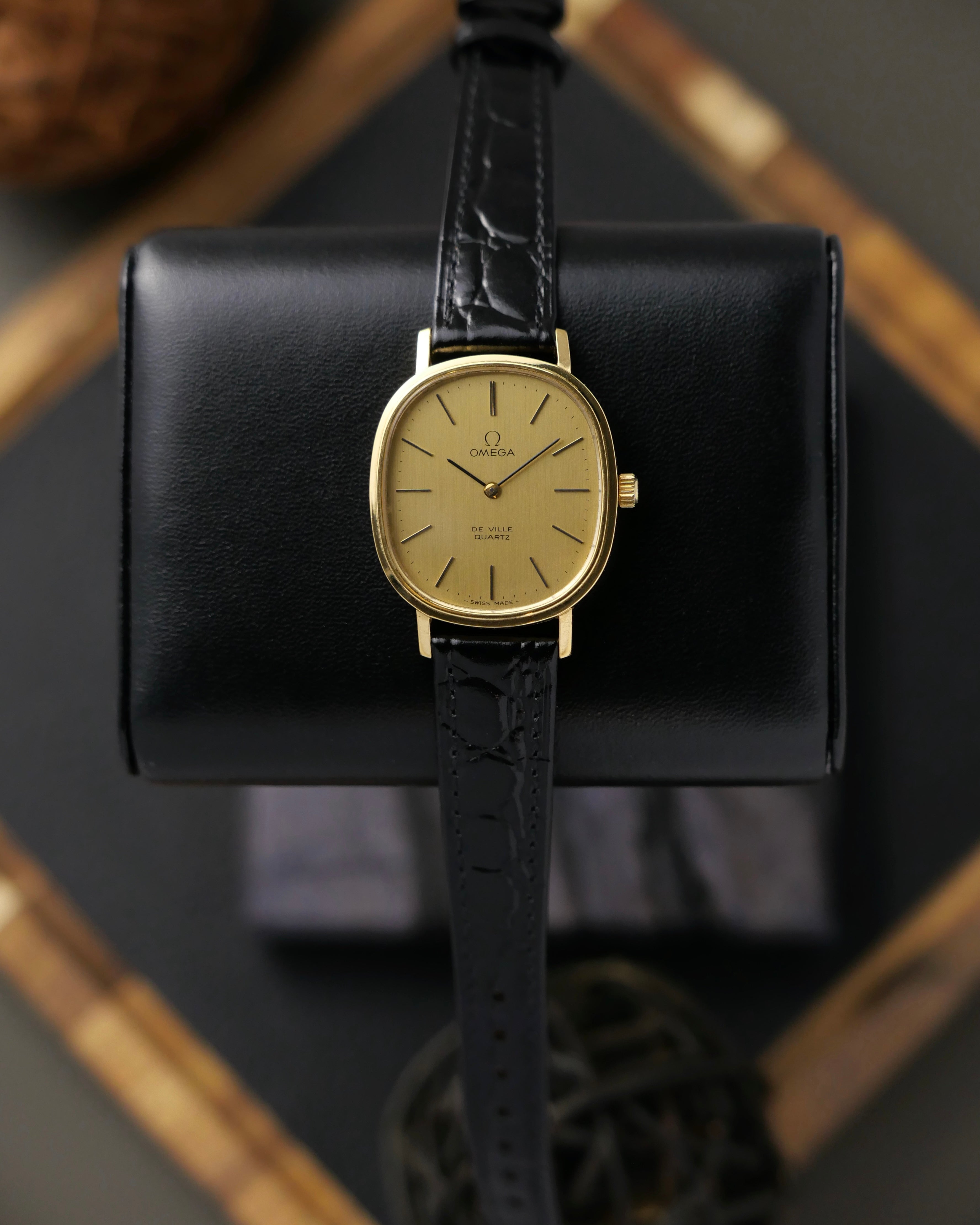 Omega De Ville “Ellipse” Brushed Golden Dial Travel Watch Ref