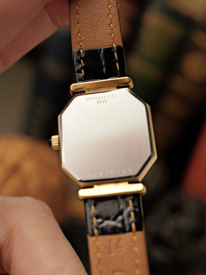 Longines “Mini Octagon Black Gilt Roman” Ref. 3208 (circa 1980s)