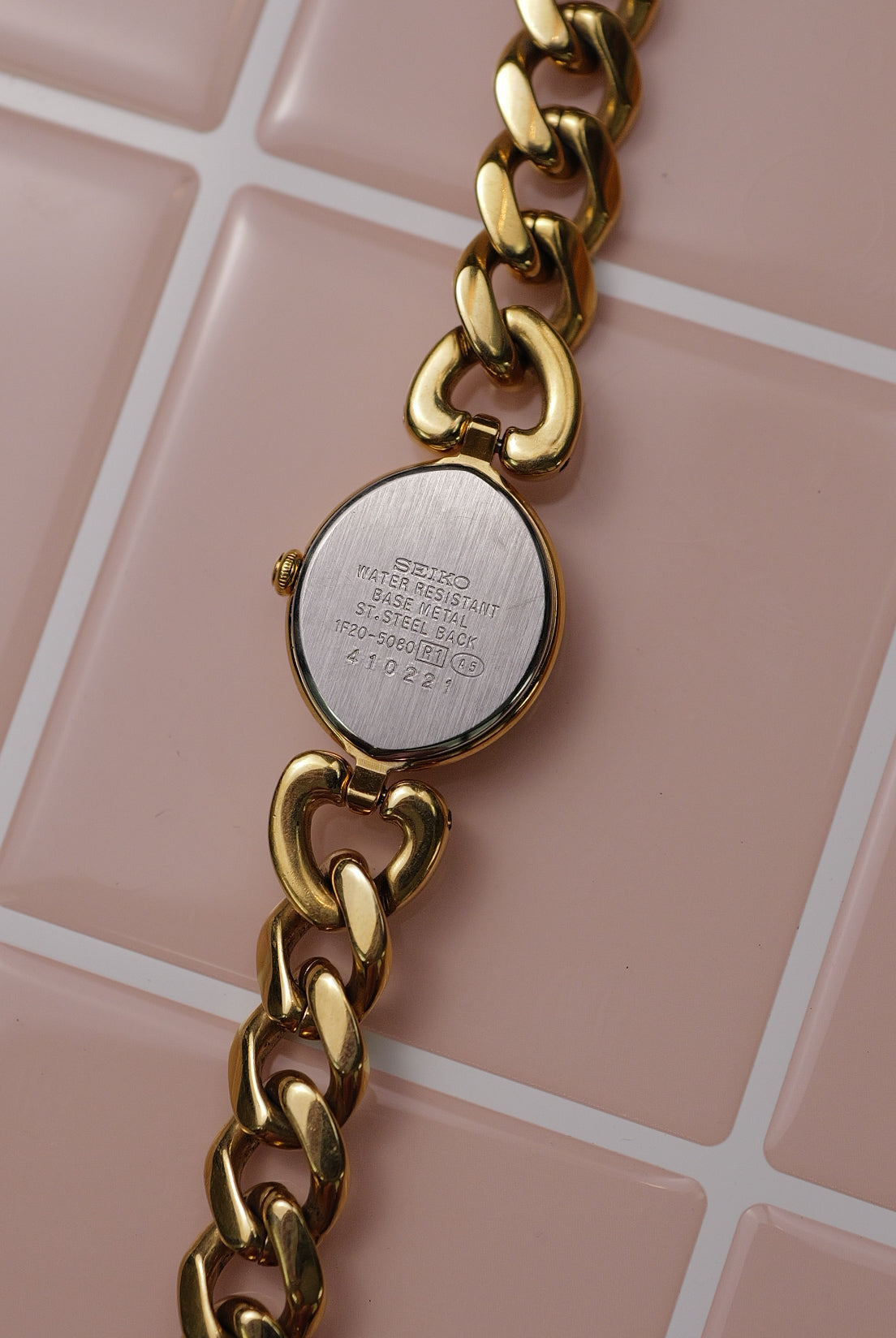 Seiko Tisse "Cuban Chain" Integrated Chain with Faceted Glass Circa.1994