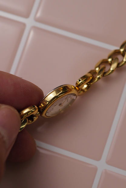 Seiko Tisse "Cuban Chain" Integrated Chain with Faceted Glass Circa.1994