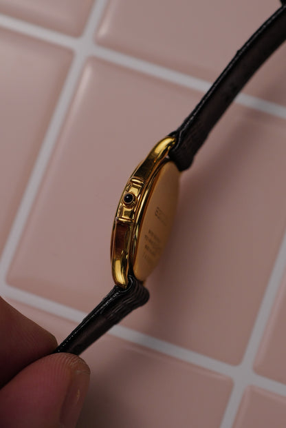 Seiko Exceline Art Deco Diamond Case with Pink Mother of Pearl Dial