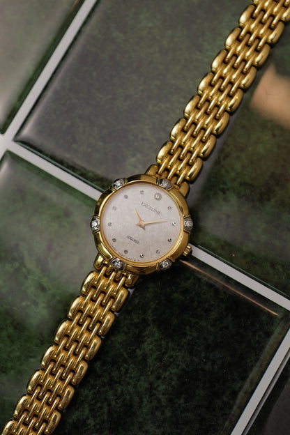Seiko Exceline with Floral bezel Diamonds  4N40-0370 Circa.1990