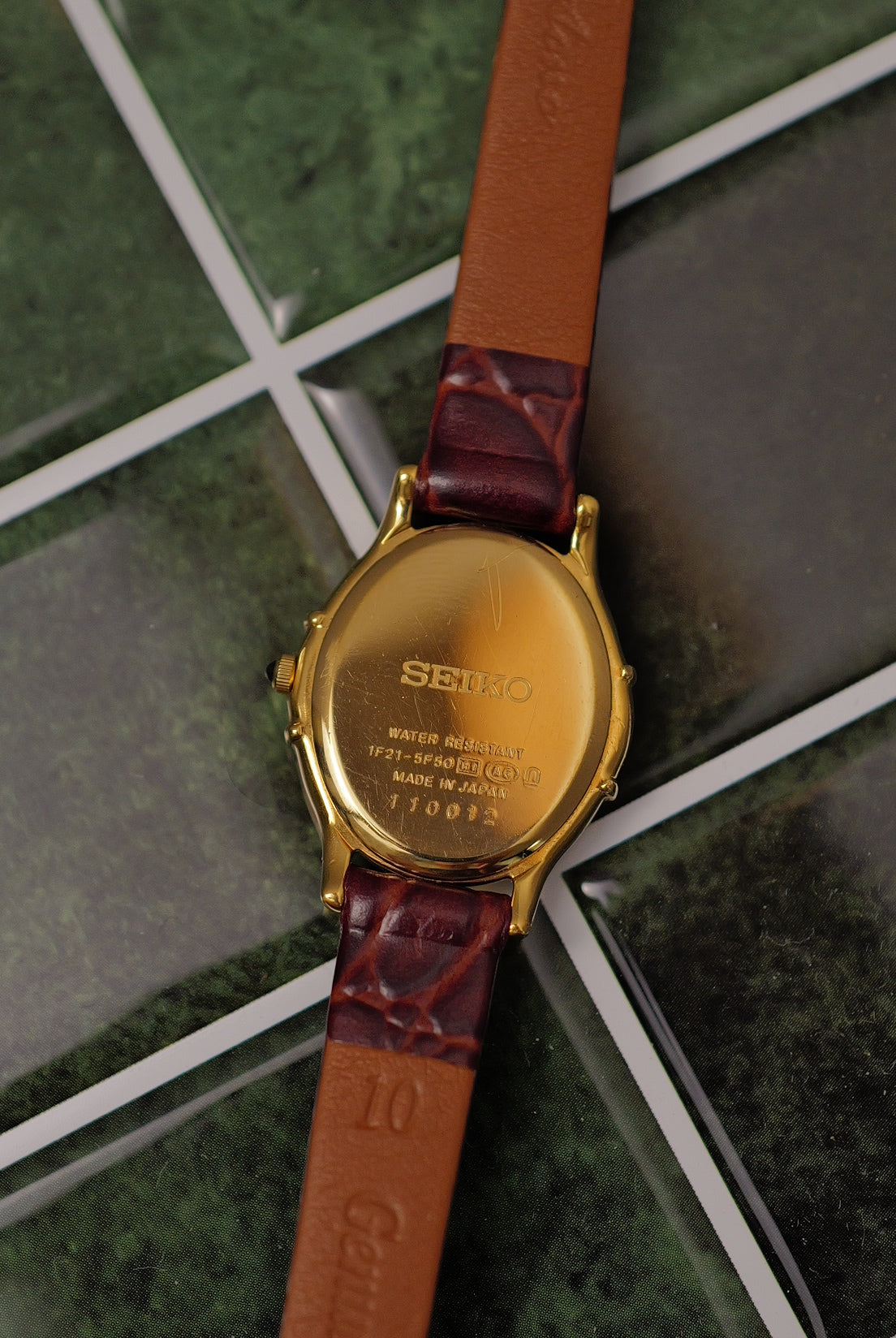 Seiko Exceline Art Deco Diamond Case with Pink Mother of Pearl Dial