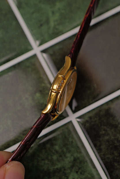 Seiko Exceline Art Deco Diamond Case with Pink Mother of Pearl Dial