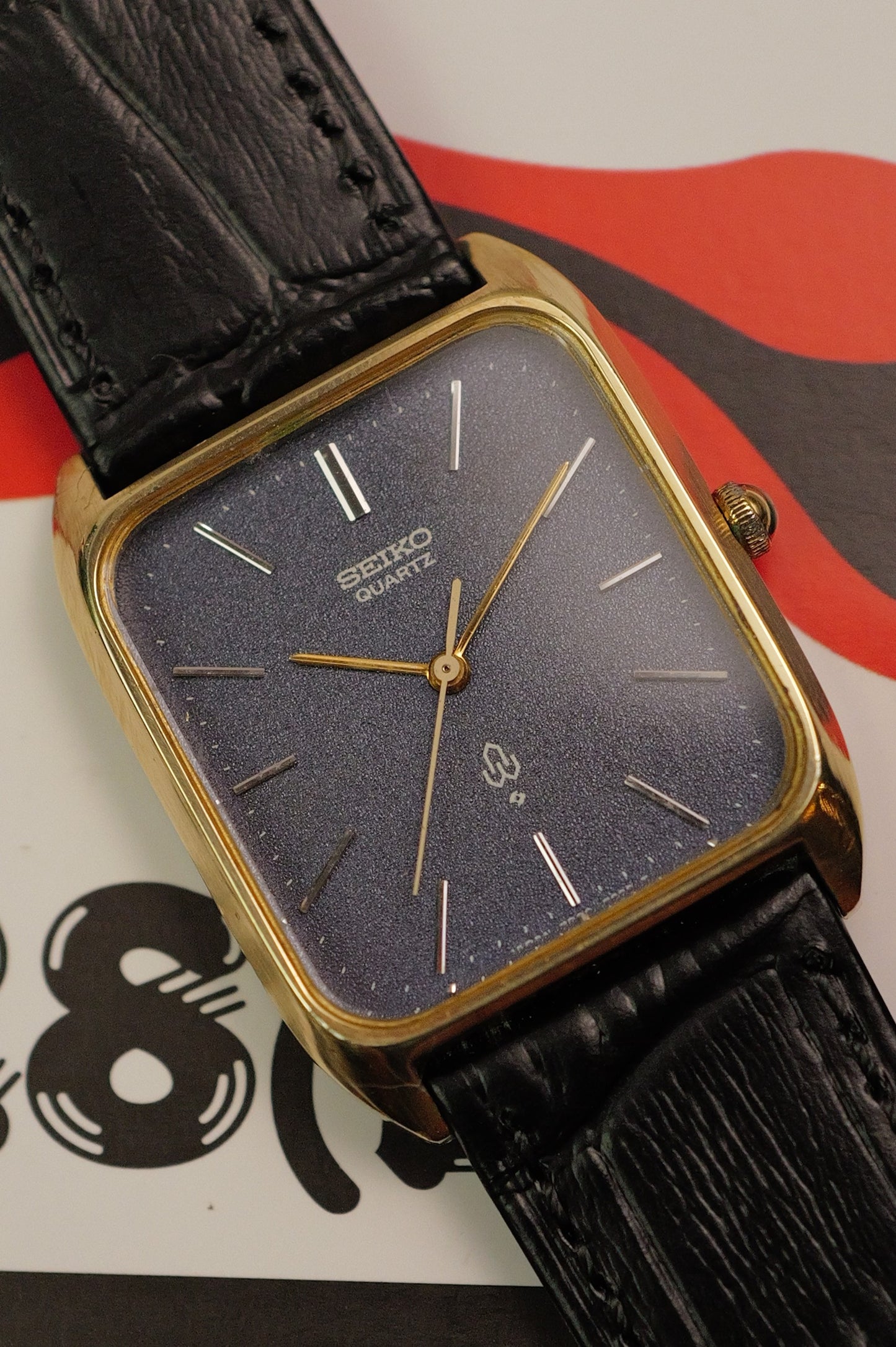 Seiko Quartz Tank Blue texture dial 7830-5000 Circa.1977