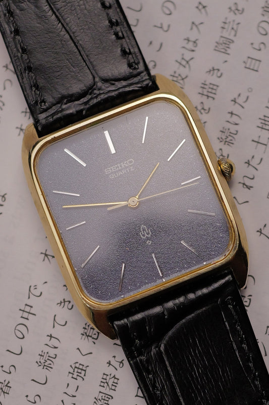 Seiko Quartz Tank Blue texture dial 7830-5000 Circa.1977