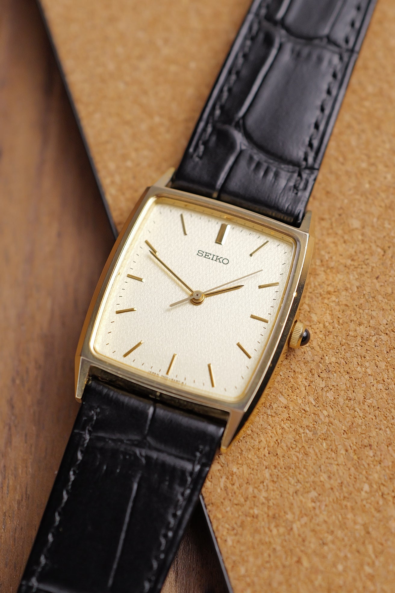 Seiko Tank Tapestry Dial 5p31-5B80 Circa.1990 Commemorative engraving