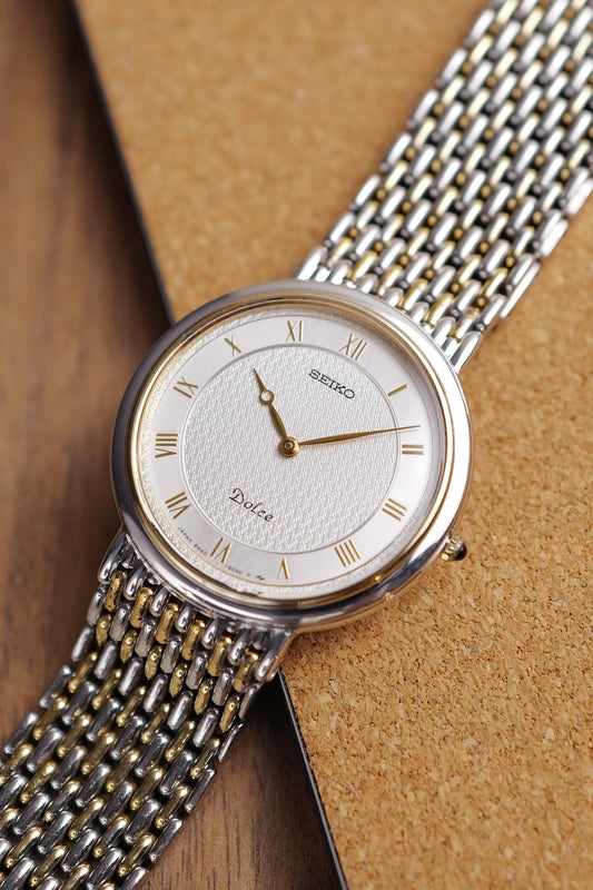Seiko Dolce Multi-link Bracelet Roman sector ring 8N40-6030 Circa.1988