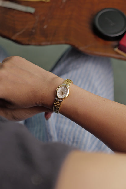 Seiko Exceline Mother of Pearl Oval w/ Diamonds Circa.1991