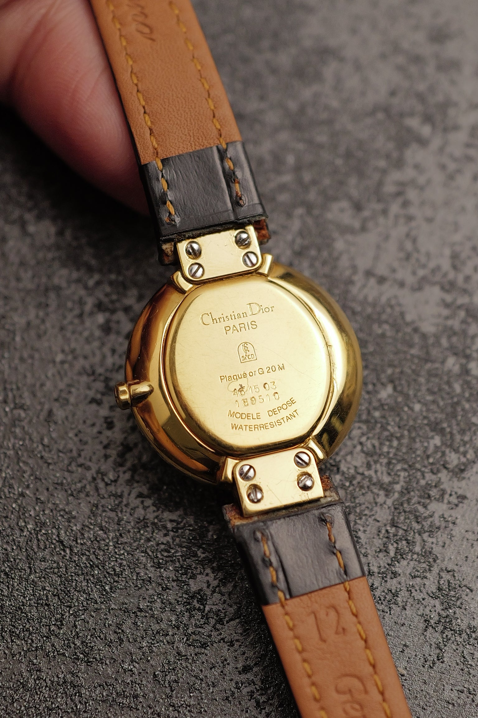 田*中様 Christian Dior ブラックレザー腕時計 Christian Dior Black-Moon Circa. 1990s Swissmade w/ original