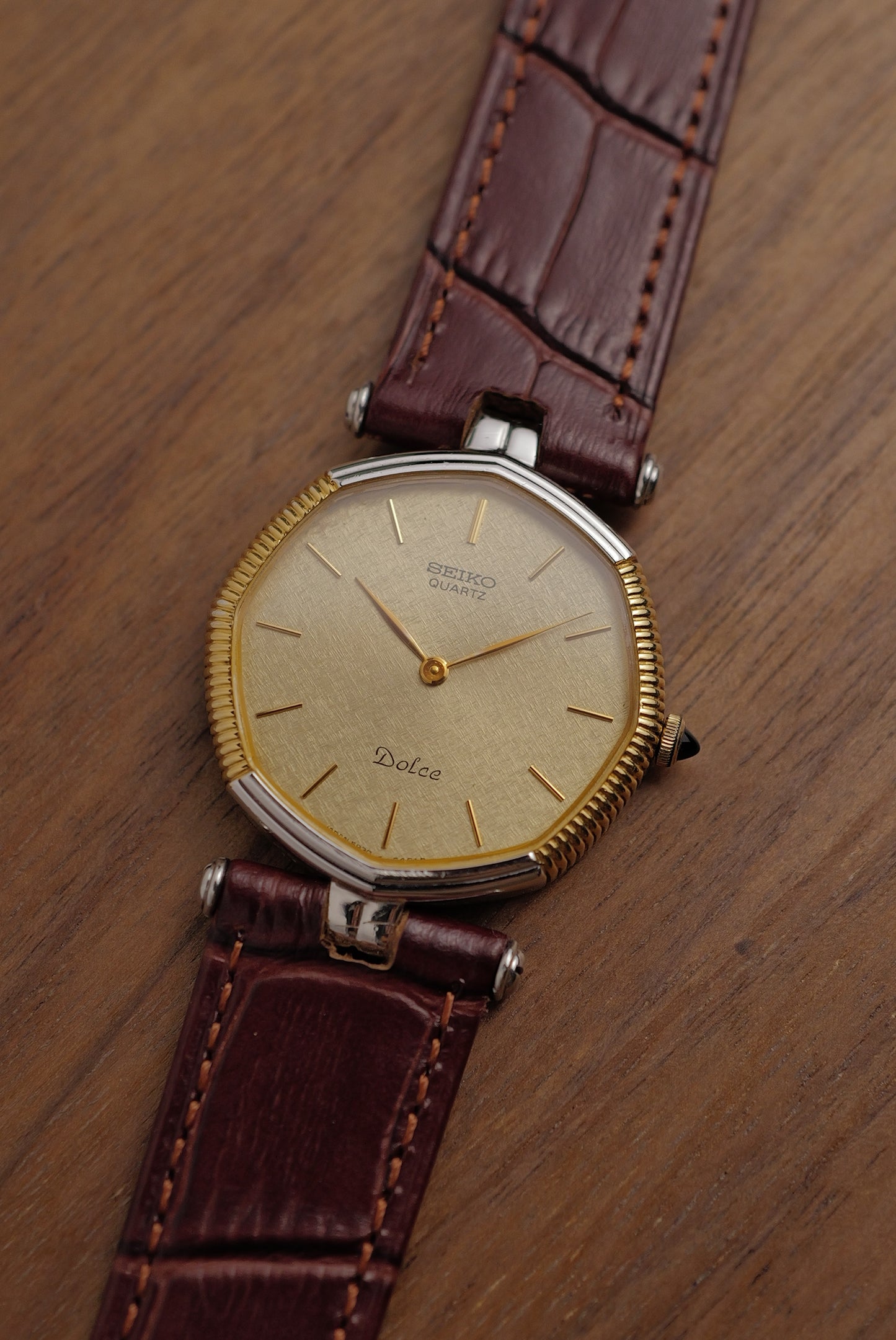 Seiko Quartz Octa "Coin Bezel in gold" Circa. 1980