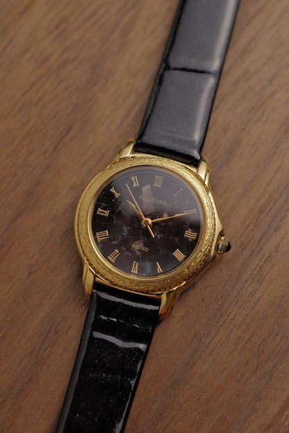 Seiko Exceline Black Turquoise Stone Dial Circa. 1992