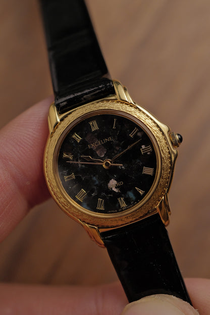 Seiko Exceline Black Turquoise Stone Dial Circa. 1992